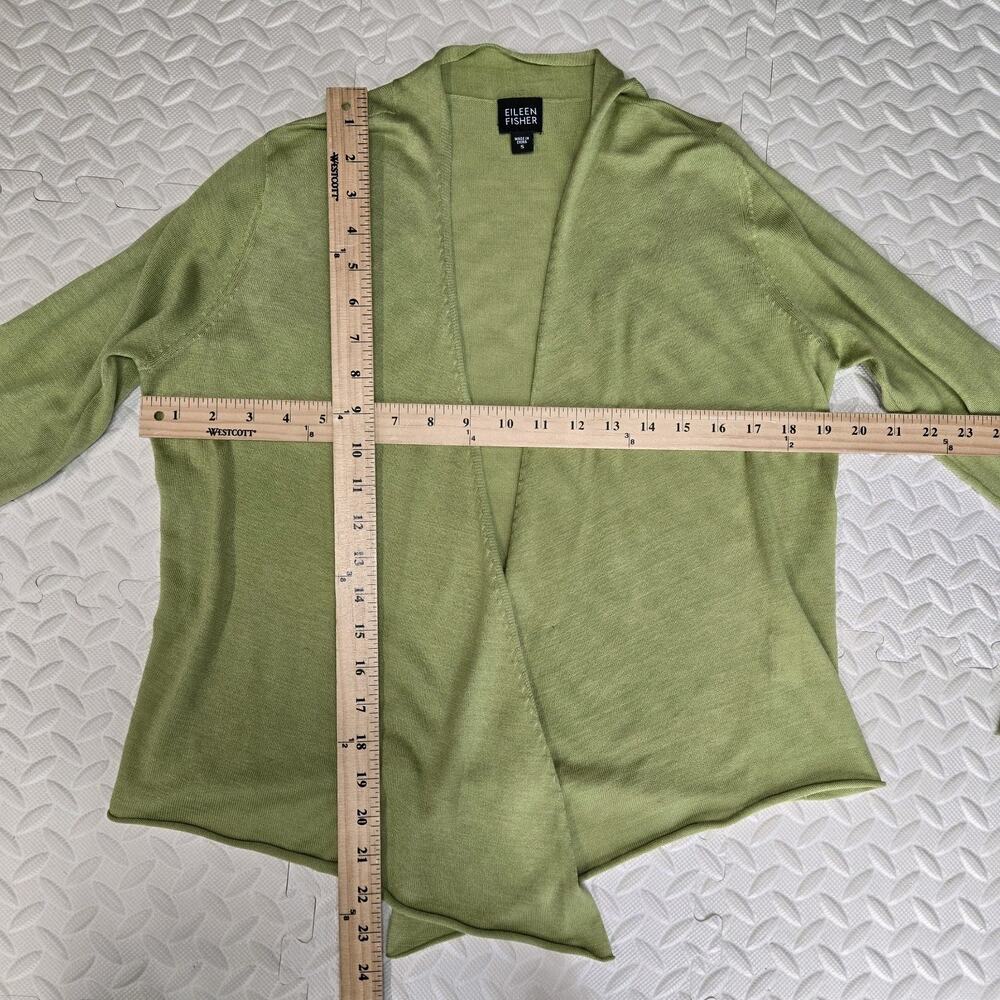 Eileen‎ Fisher Lightweight Silk Open Cardigan Sweater Small Womens Light Green - Picture 6 of 8